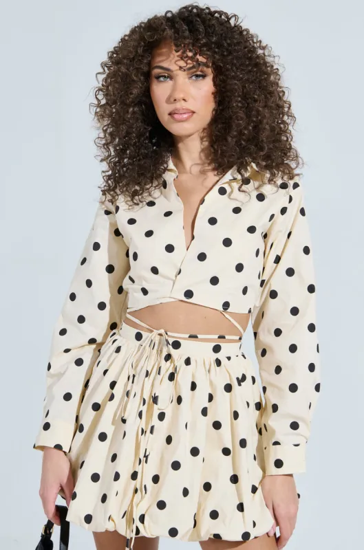 ALL ABOUT ME POLKA DOT POPLIN TOP sold by AKIRA