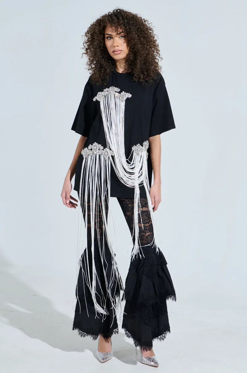 FRINGE DRAPED TOP sold by AKIRA