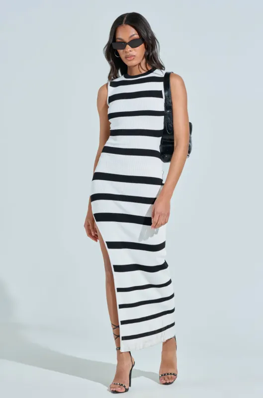 FLY AWAY WITH ME KNIT STRIPE MAXI DRESS sold by AKIRA