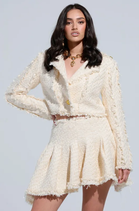 QUINN CROPPED TWEED BLAZER sold by AKIRA