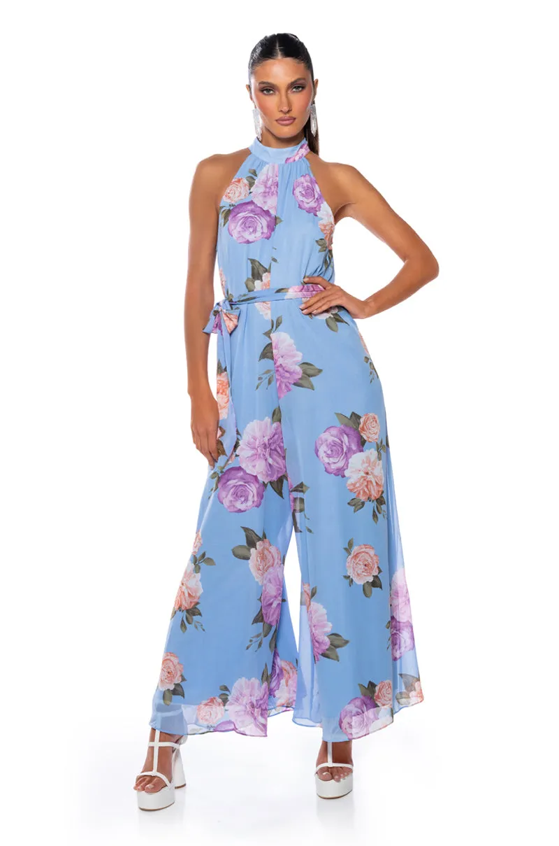 ZOEY HIGH NECK FLORAL JUMPSUIT sold by AKIRA