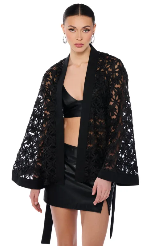 ENCHANTING BLACK LACED BLAZER sold by AKIRA