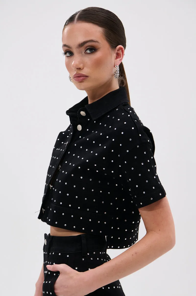 ITS GIVING DENIM RHINESTONE BUTTON DOWN sold by AKIRA product image thumbnail 3