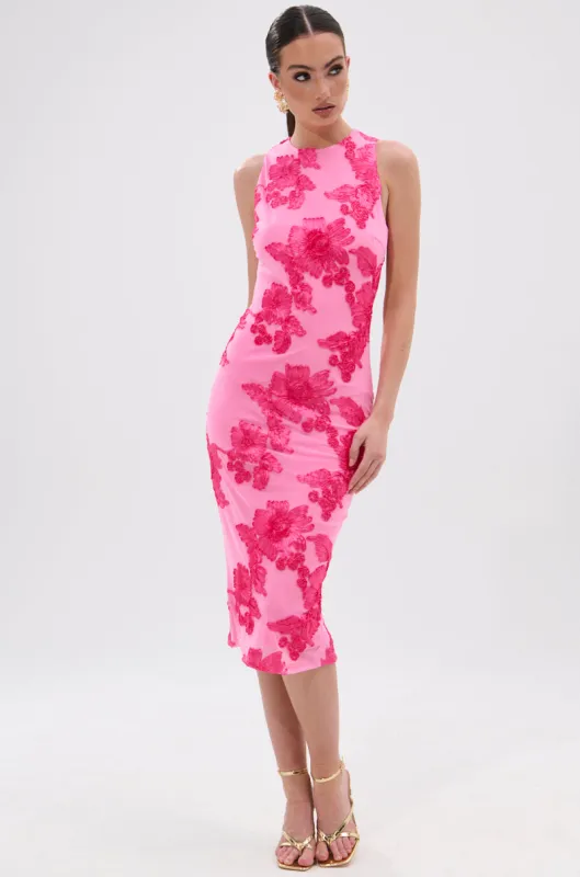 TIMELESS FLORAL MESH MIDI DRESS sold by AKIRA
