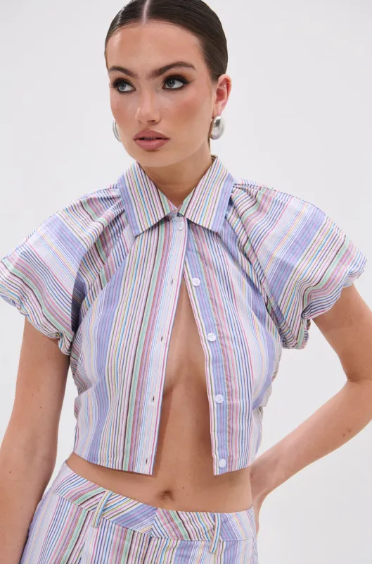 SUMMER TIME VIBES STRIPE BLOUSE sold by AKIRA