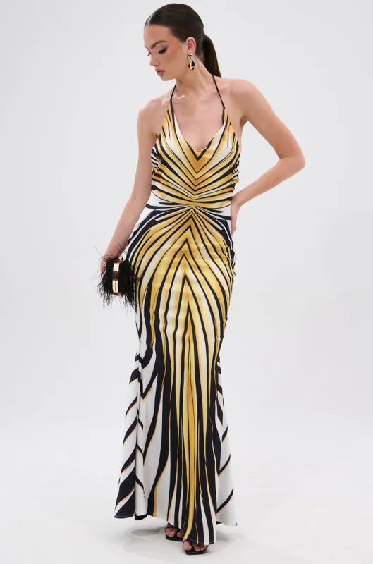 COVER STAR PRINTED SATIN MIDI DRESS sold by AKIRA