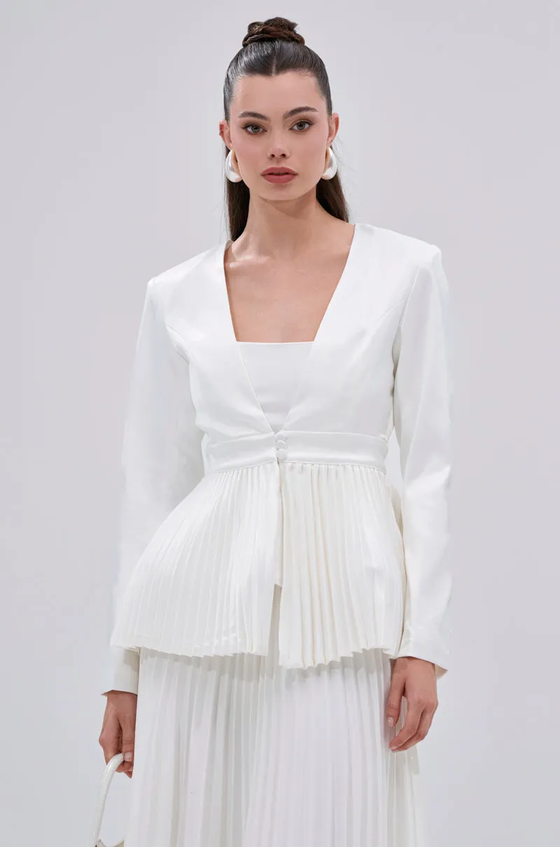 SWEET THING PLEATED SATIN BLAZER sold by AKIRA product image thumbnail 3