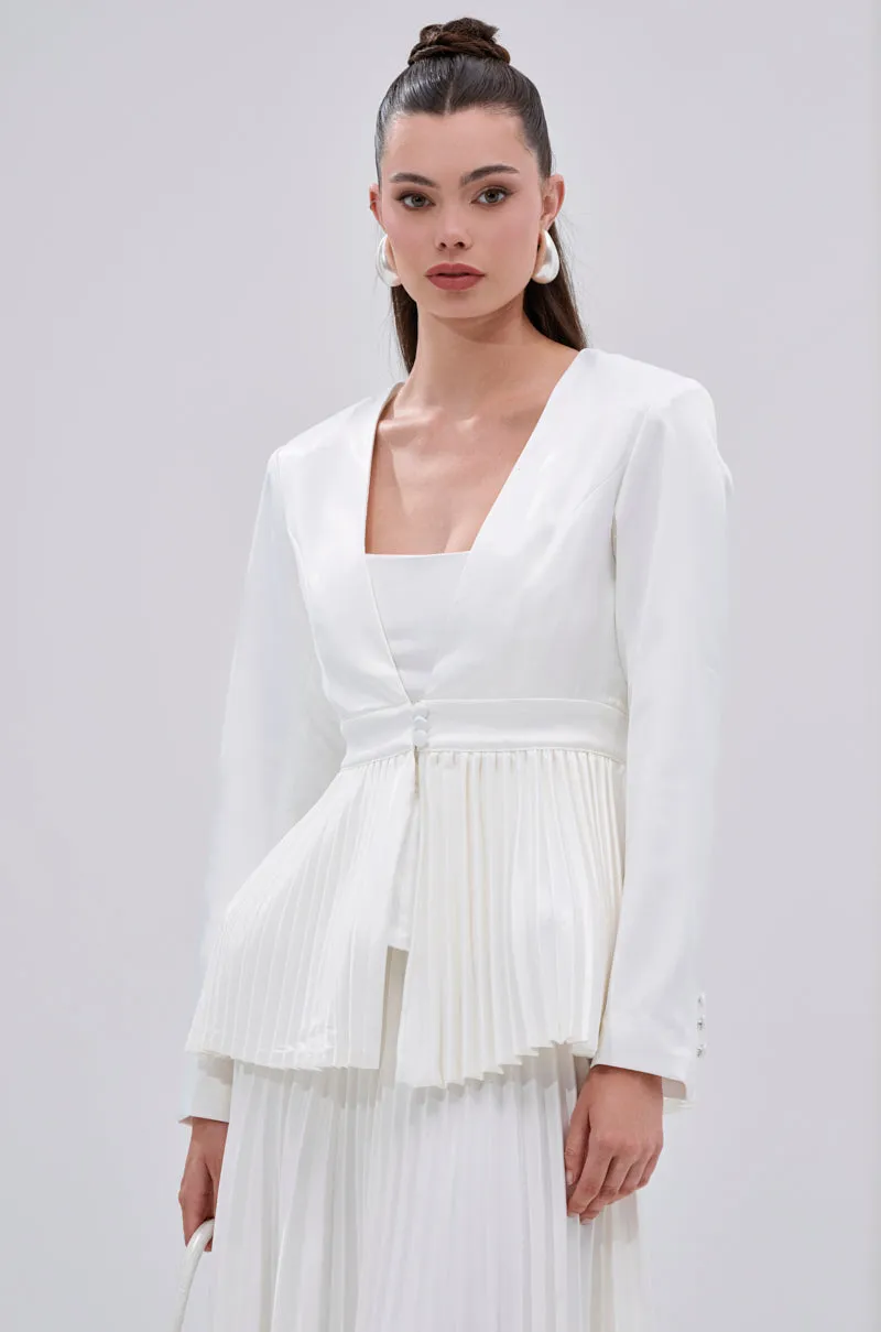 SWEET THING PLEATED SATIN BLAZER sold by AKIRA