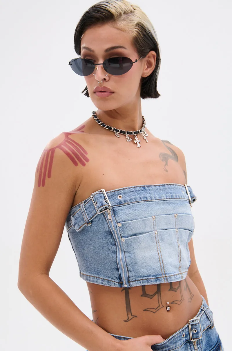 ASHLIN DENIM TUBE TOP sold by AKIRA product image thumbnail 3