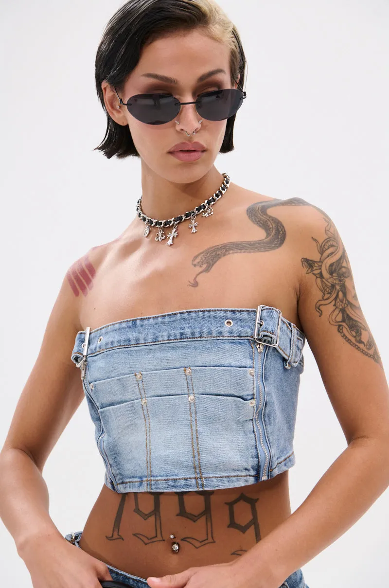 ASHLIN DENIM TUBE TOP sold by AKIRA product image thumbnail 2