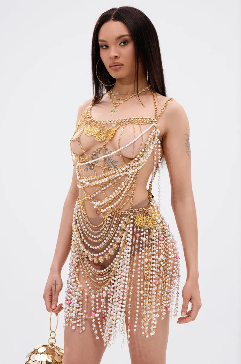 NAMIKA LAYERED CHAIN AND PEARL MINI DRESS sold by AKIRA product image thumbnail 5