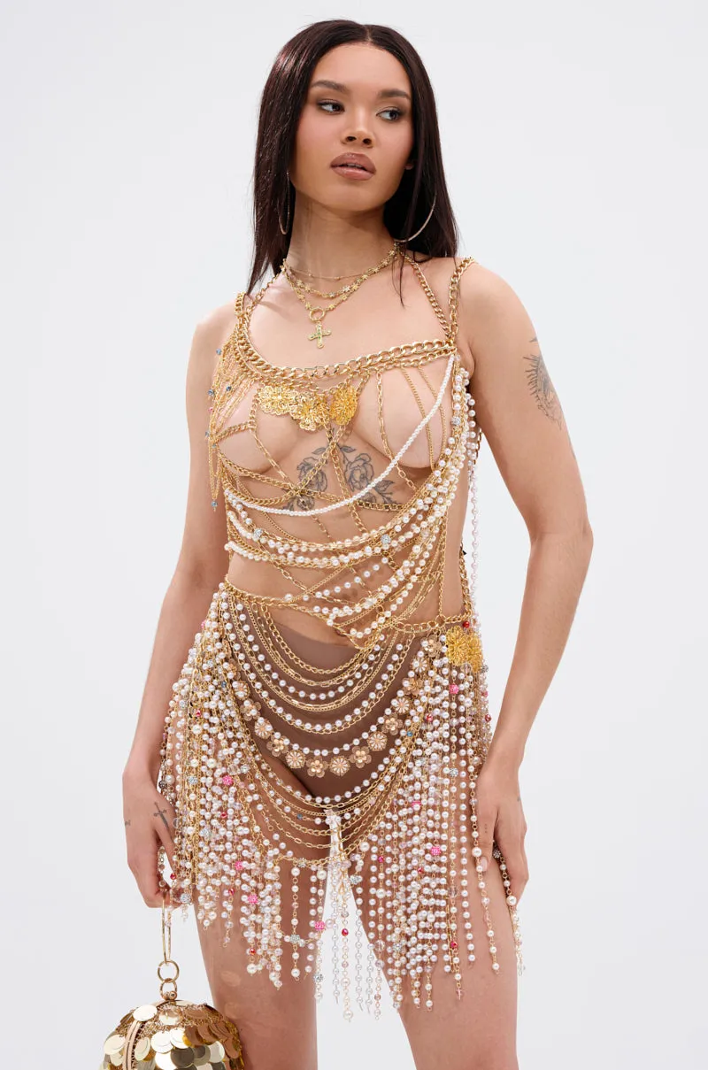 NAMIKA LAYERED CHAIN AND PEARL MINI DRESS sold by AKIRA product image thumbnail 4