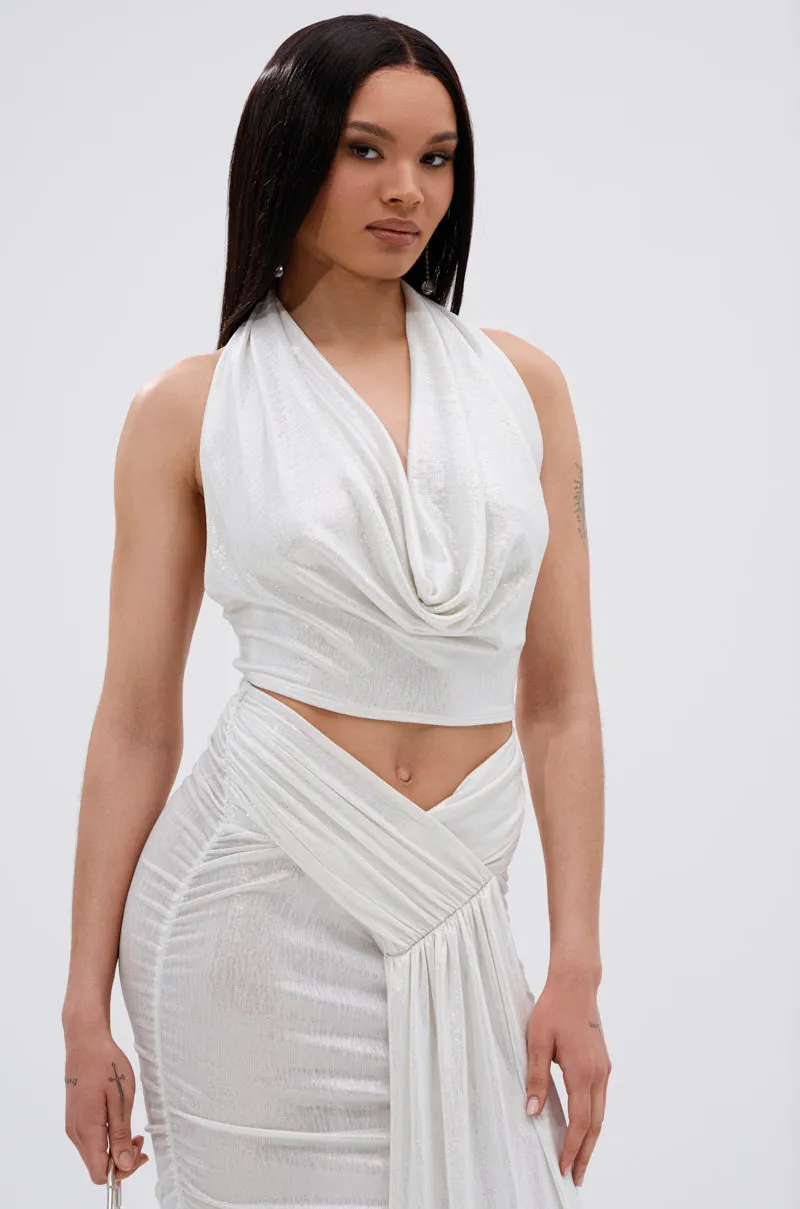 ALL OF THE GLAMOUR SLINKY HALTER NECK TOP IN WHITE sold by AKIRA product image thumbnail 2