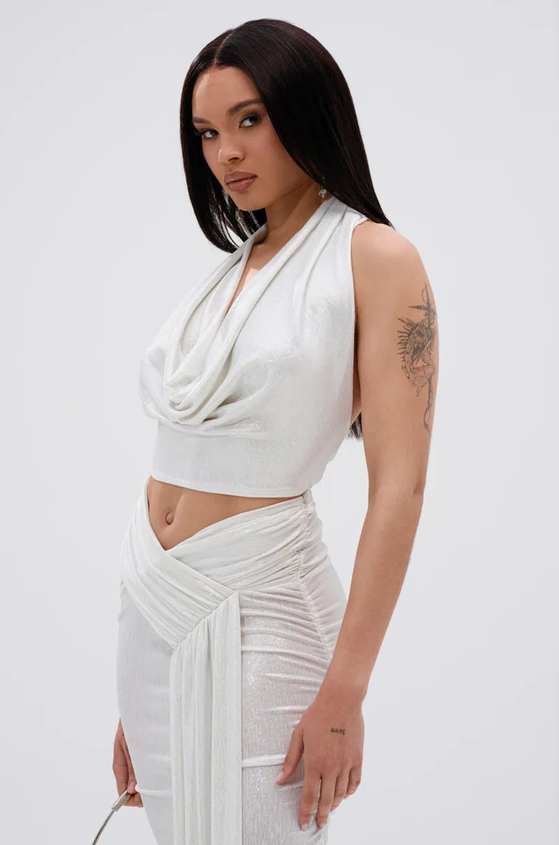 ALL OF THE GLAMOUR SLINKY HALTER NECK TOP IN WHITE sold by AKIRA product image thumbnail 3