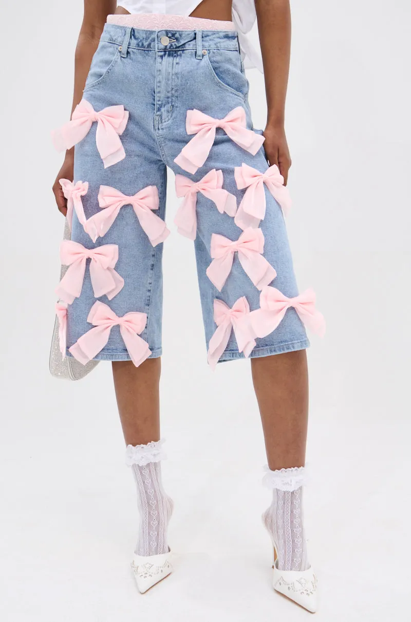 BOWS ALL OVER DENIM BERMUDA SHORT sold by AKIRA product image thumbnail 4