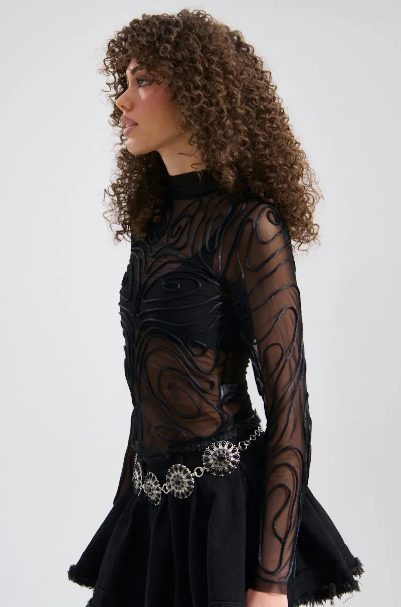 BODY LINES TRIM DETAILED MESH TOP sold by AKIRA product image thumbnail 4