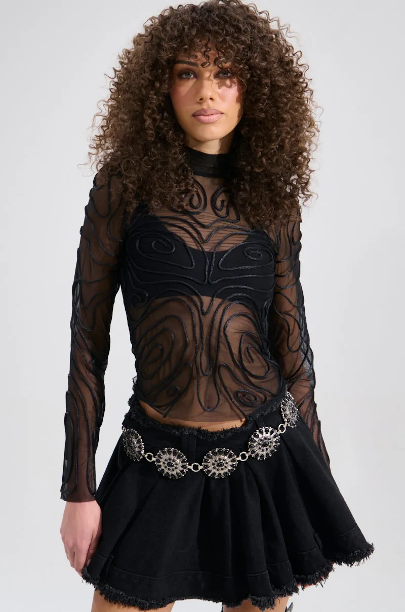 BODY LINES TRIM DETAILED MESH TOP sold by AKIRA product image thumbnail 3