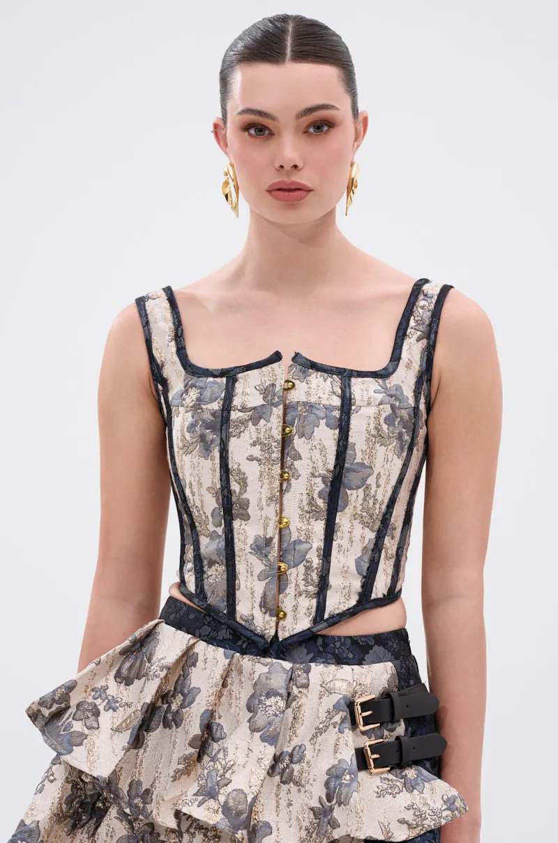 WON'T STOP MOVING BROCADE CORSET sold by AKIRA