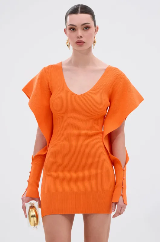 OFF TO BRUNCH KNIT MINI DRESS IN ORANGE sold by AKIRA
