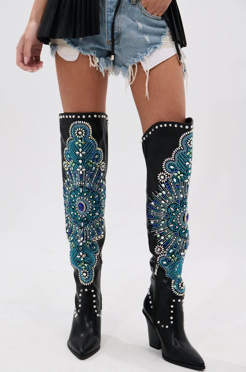AZALEA WANG AXELBEAT BLACK EMBELLISHED WESTERN BOOT sold by AKIRA product image thumbnail 2