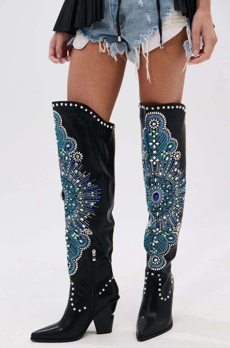 AZALEA WANG AXELBEAT BLACK EMBELLISHED WESTERN BOOT sold by AKIRA product image thumbnail 4