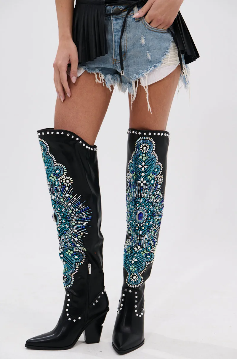 AZALEA WANG AXELBEAT BLACK EMBELLISHED WESTERN BOOT sold by AKIRA product image thumbnail 3