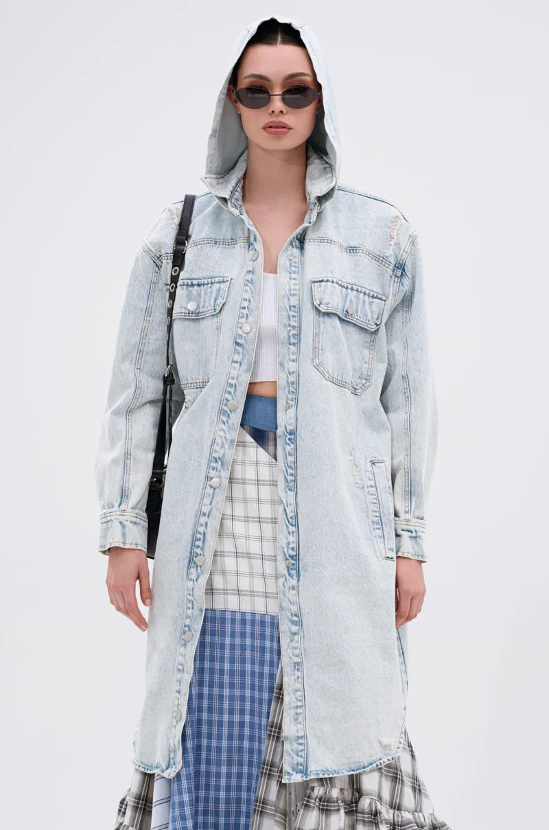 ZOEY HOODED DENIM JACKET sold by AKIRA product image thumbnail 2