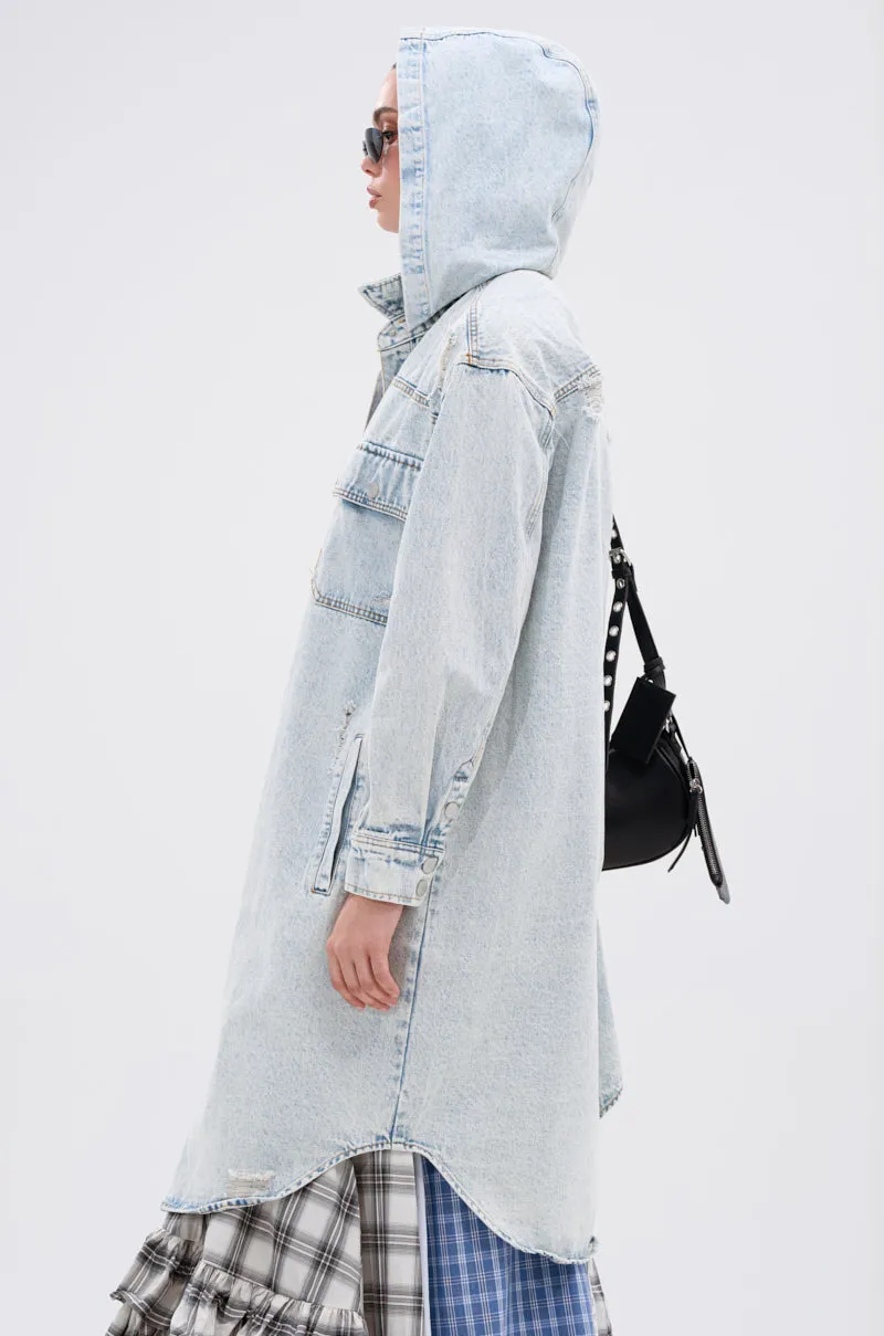 ZOEY HOODED DENIM JACKET sold by AKIRA product image thumbnail 5