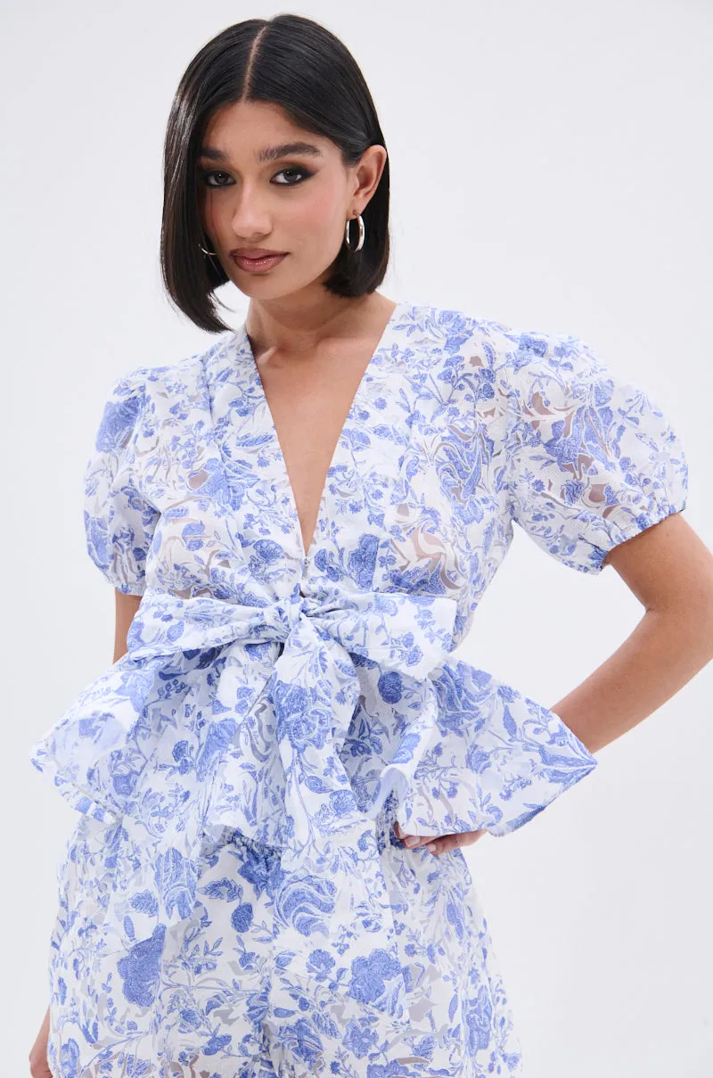 BINKEY FLORAL TIE FRONT BLOUSE sold by AKIRA product image thumbnail 3