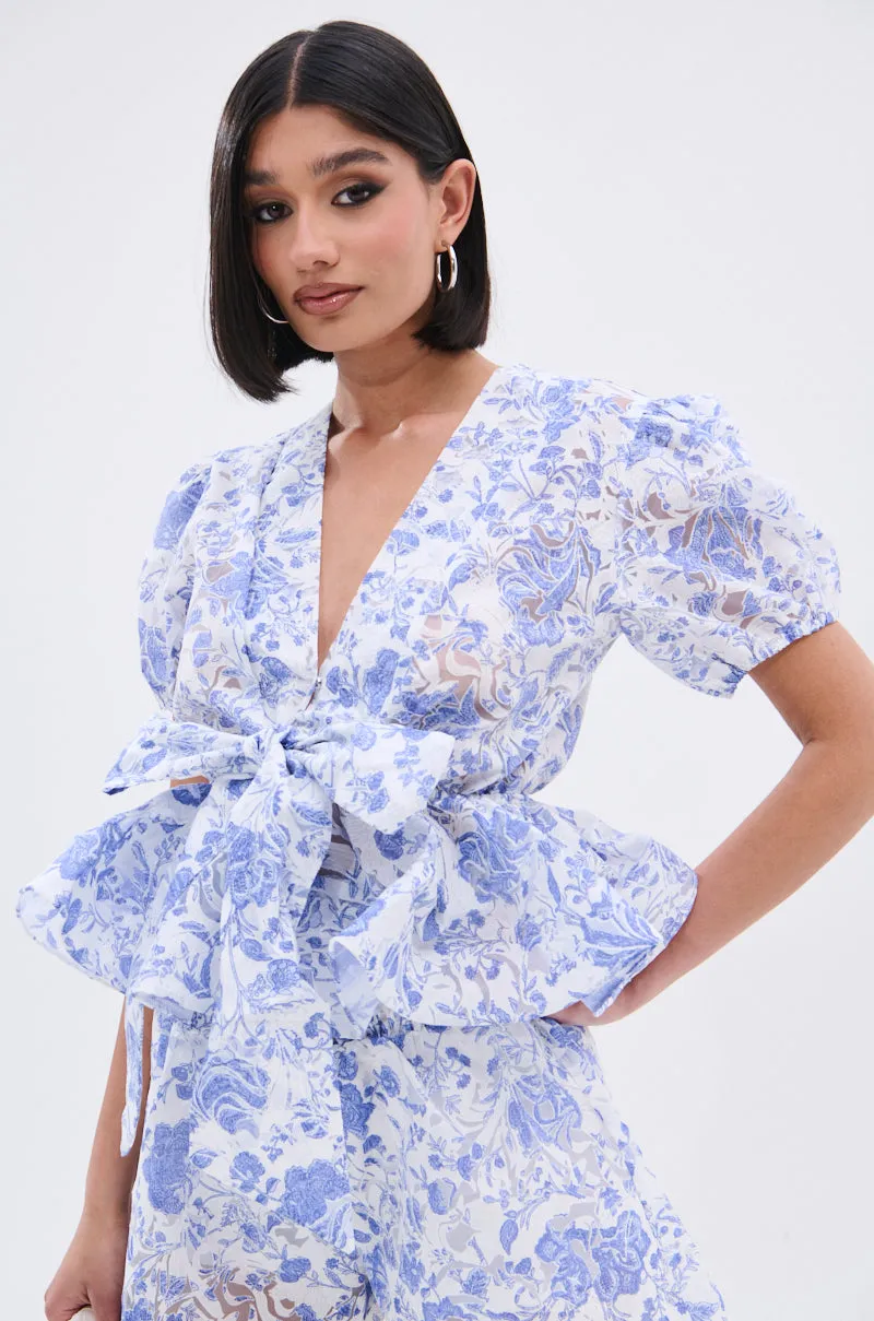 BINKEY FLORAL TIE FRONT BLOUSE sold by AKIRA product image thumbnail 2