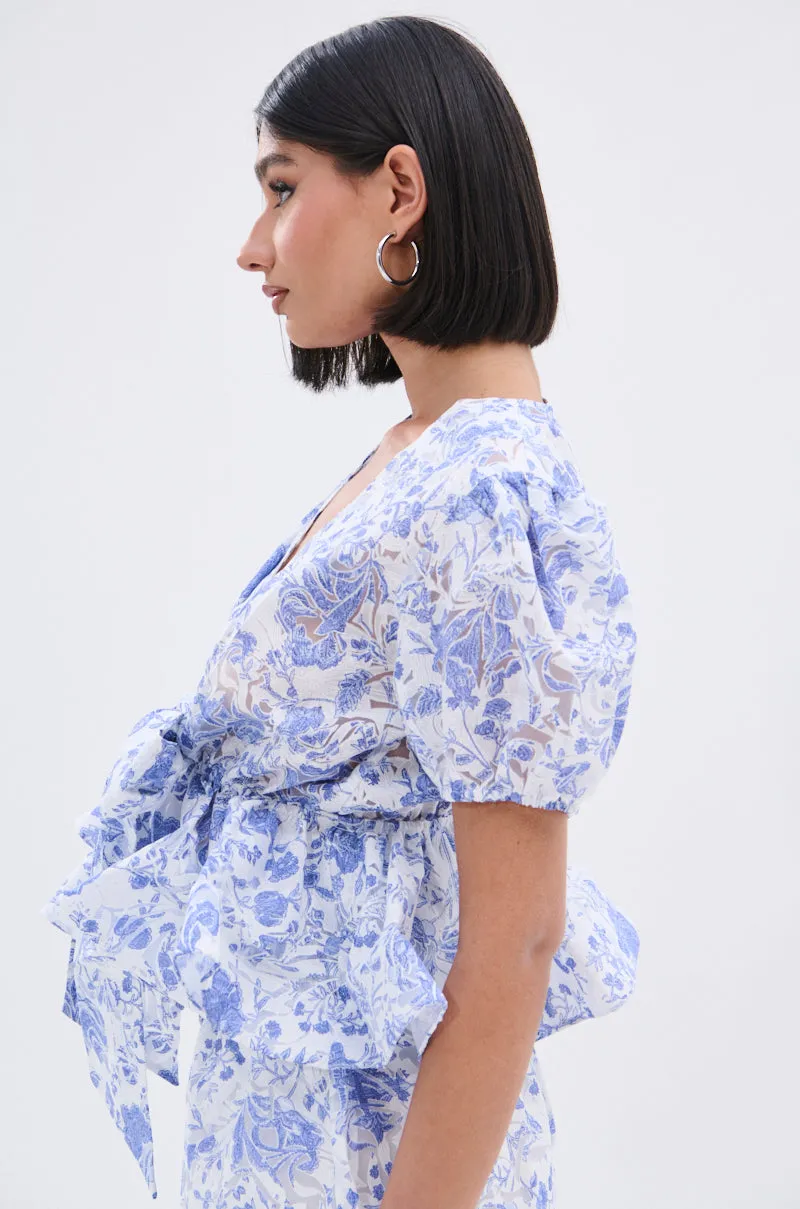 BINKEY FLORAL TIE FRONT BLOUSE sold by AKIRA product image thumbnail 4