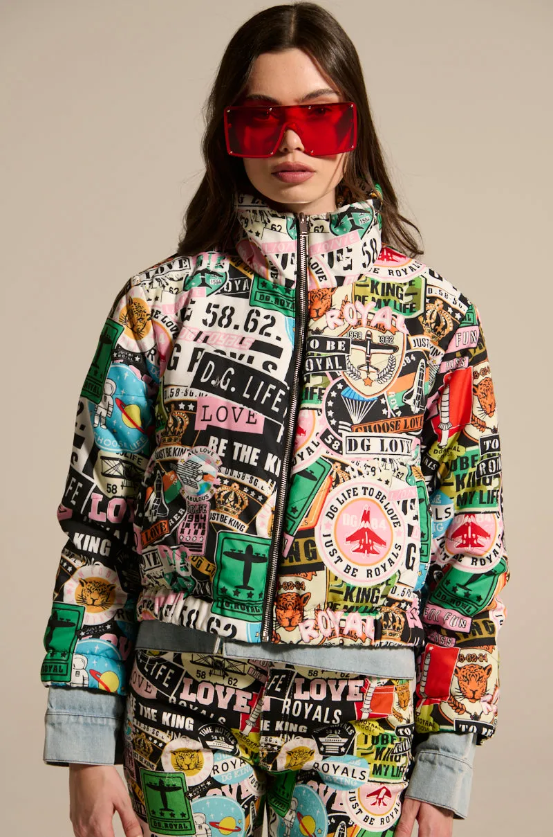 GREEN LIGHT LAYERED GRAPHIC BOMBER sold by AKIRA product image thumbnail 3