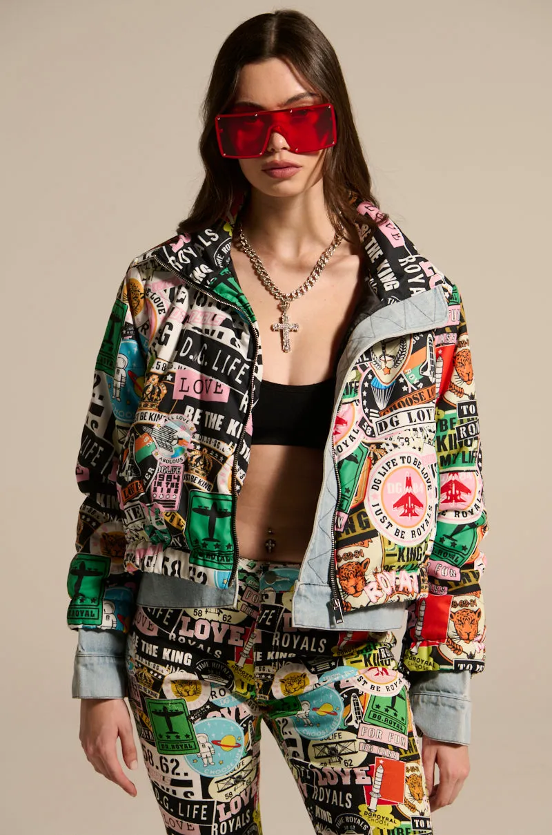 GREEN LIGHT LAYERED GRAPHIC BOMBER sold by AKIRA product image thumbnail 2