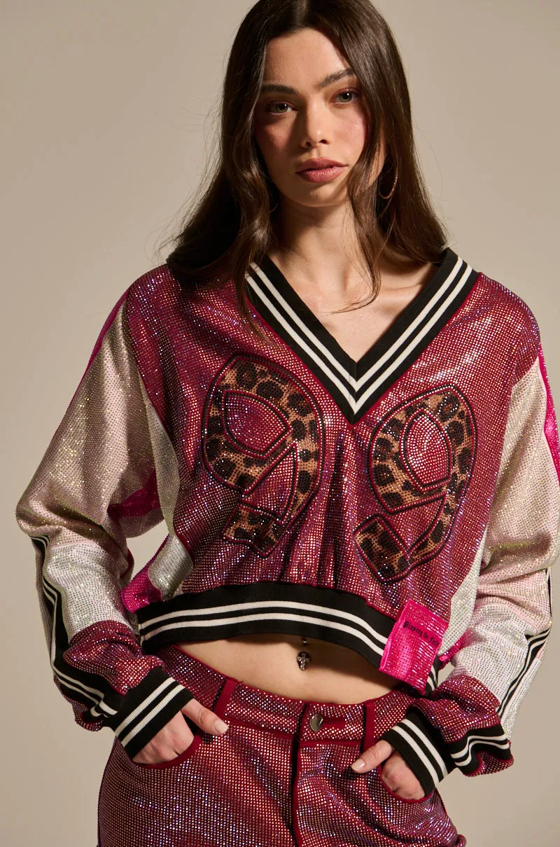 ONLY THE COOLEST RHINESTONE JERSEY SWEATSHIRT sold by AKIRA product image thumbnail 3