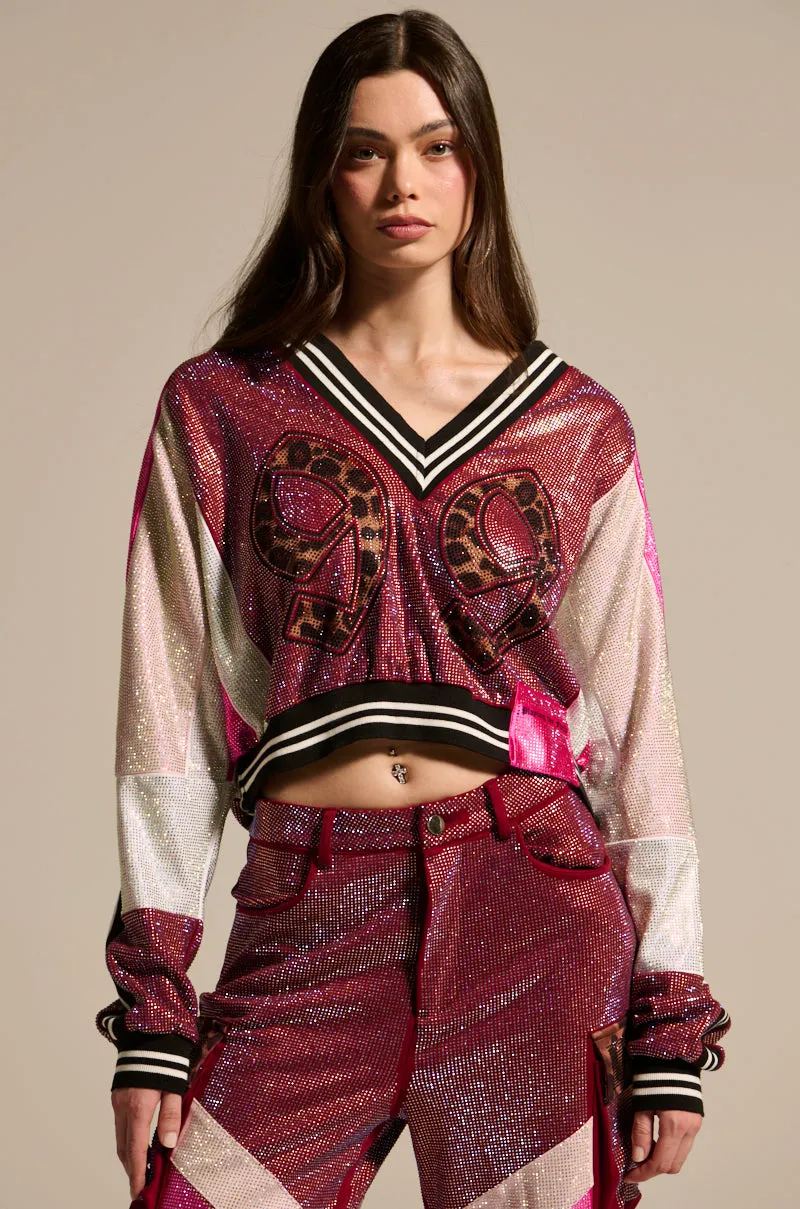 ONLY THE COOLEST RHINESTONE JERSEY SWEATSHIRT sold by AKIRA product image thumbnail 2