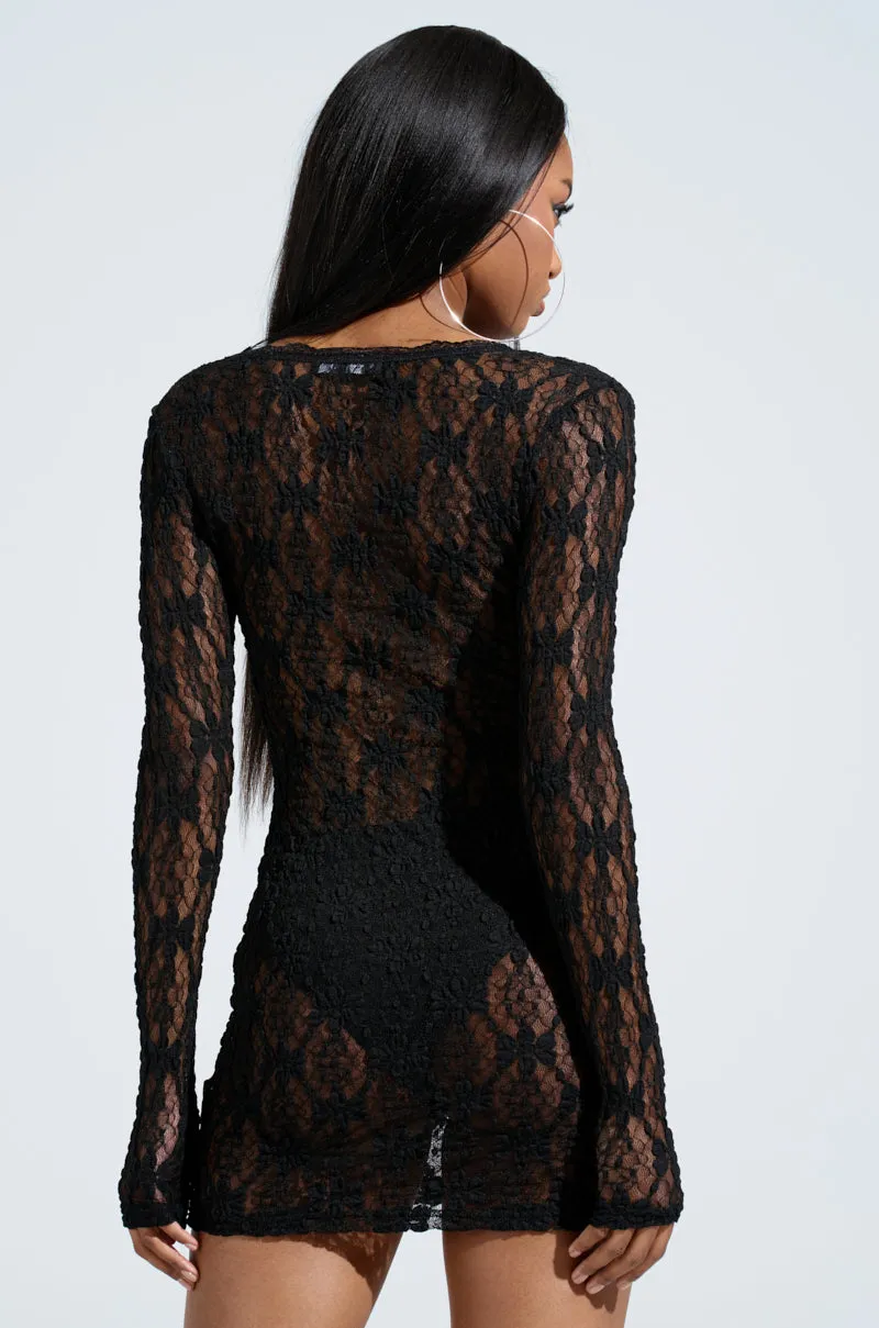 LIZZIE LACE MINI DRESS IN BLACK sold by AKIRA product image thumbnail 5