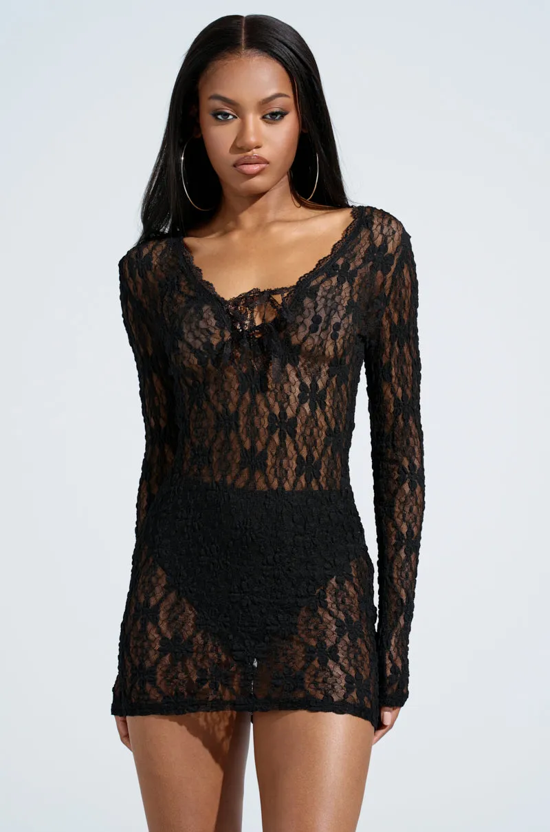 LIZZIE LACE MINI DRESS IN BLACK sold by AKIRA product image thumbnail 2