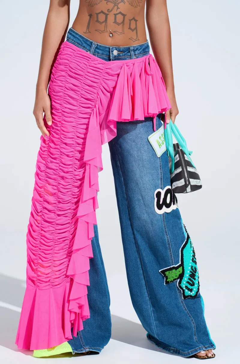 LAYERED UP MESH RUFFLE BELT SKIRT sold by AKIRA