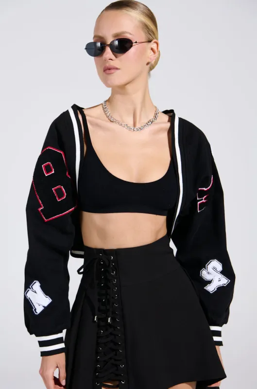 TEAM PLAYER DENIM SHRUG sold by AKIRA