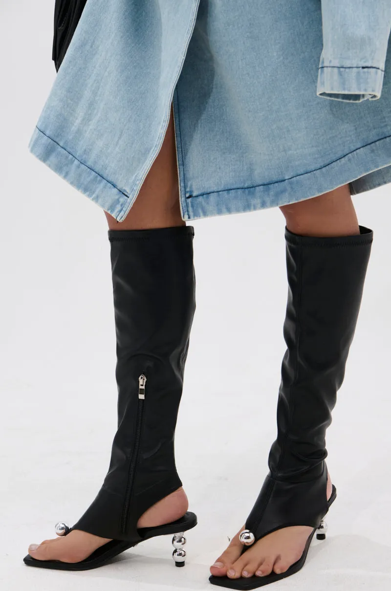 AZALEA WANG DIPPIN DOT BLACK STRETCH SANDAL BOOT sold by AKIRA product image thumbnail 2