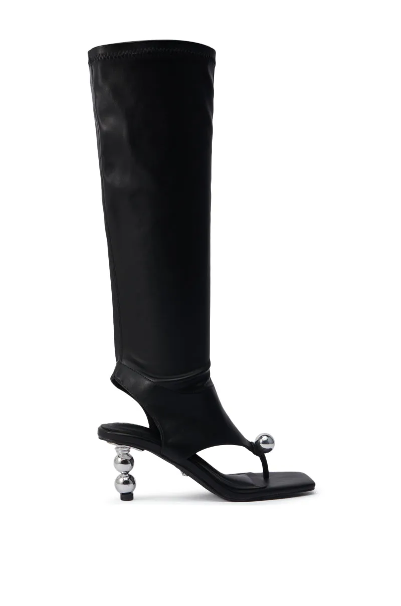 AZALEA WANG DIPPIN DOT BLACK STRETCH SANDAL BOOT sold by AKIRA product image thumbnail 3