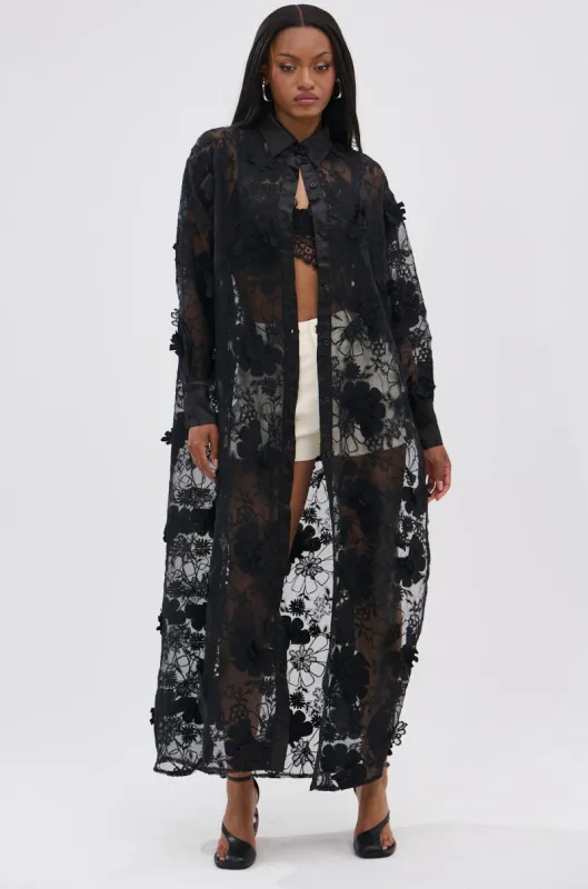 AMARIA LONG LACE BUTTON UP SHIRT sold by AKIRA