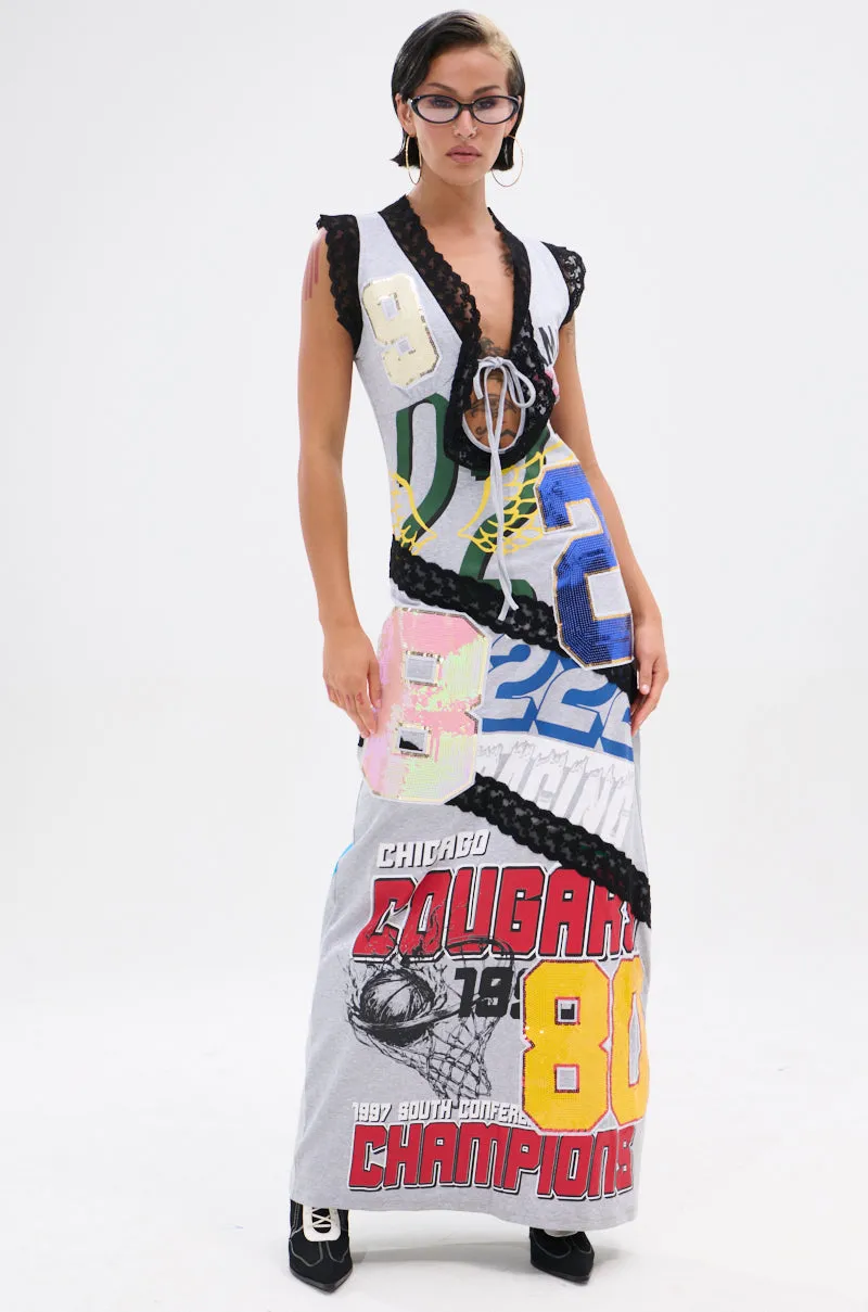 INSTA SAW IT FIRST GRAPHIC MAXI DRESS sold by AKIRA