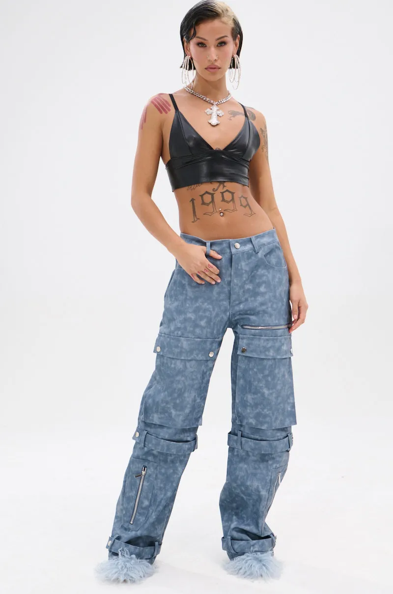 ALL AROUND THE CITY PU TROUSER sold by AKIRA