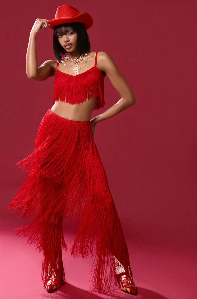 OH SO FRINGE PANTS IN RED sold by AKIRA product image thumbnail 2