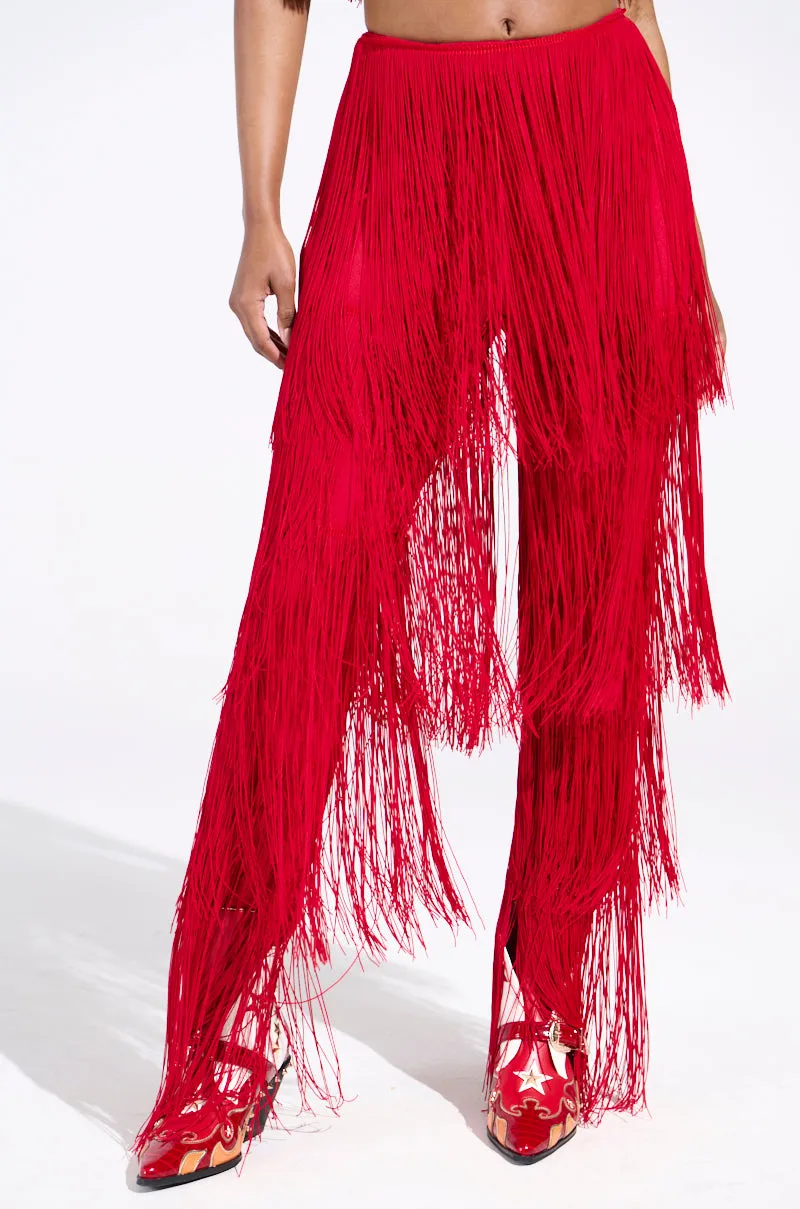 OH SO FRINGE PANTS IN RED sold by AKIRA product image thumbnail 4