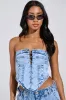 TIED UP DENIM CORSET sold by AKIRA