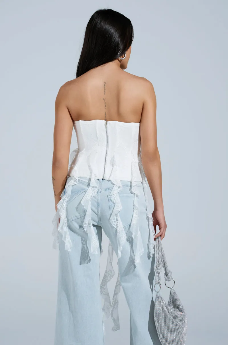 BELLE OF THE BALL LACE TRIM CORSET sold by AKIRA product image thumbnail 4