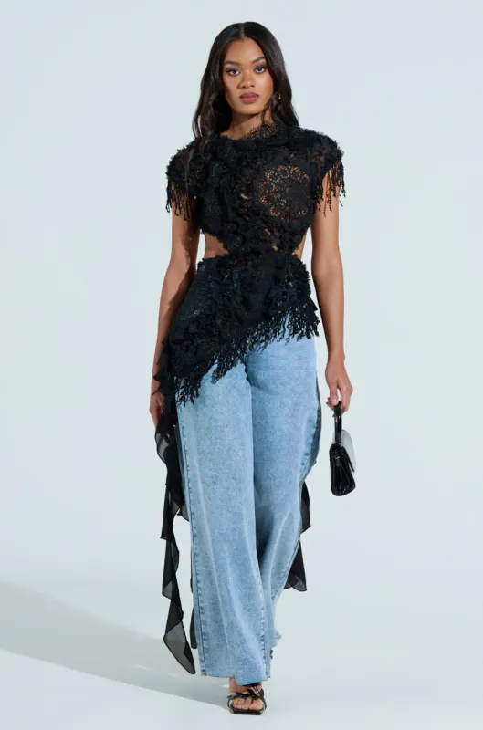 THINK ABOUT ME TOP IN BLACK sold by AKIRA