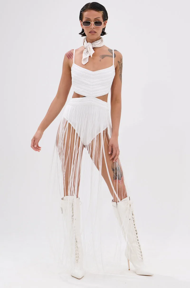 RODEO READY FRINGE MAXI DRESS IN WHITE sold by AKIRA product image thumbnail 3